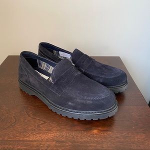 Bose London Navy Blue Suede Loafers